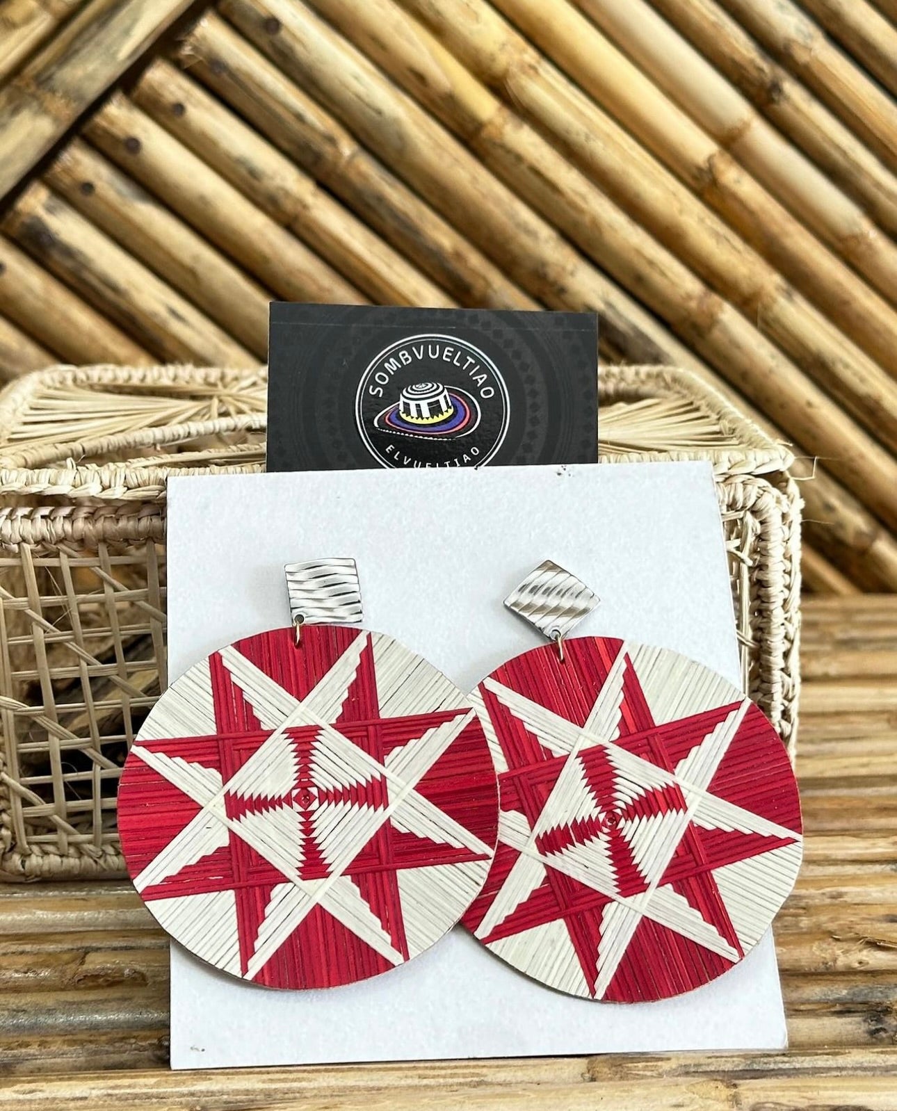 On Request - Handmade Earrings Braided in Arrow Cane Fibers
